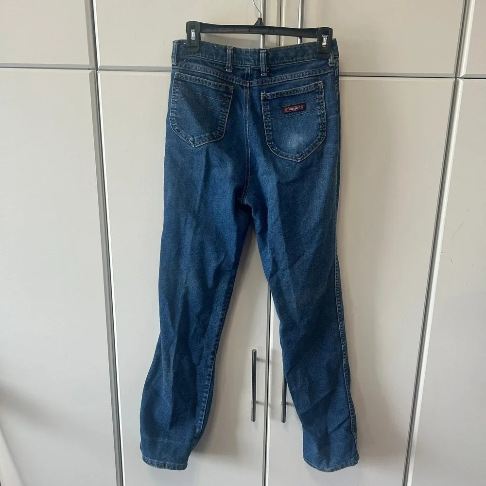 Vintage Wrangler Misses High Waisted Jeans Straight Leg Medium Wash USA Made 12